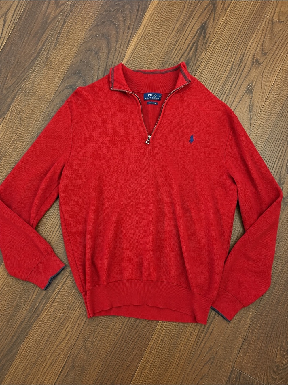 Polo Ralph Lauren Pima Cotton Red Quarter Zip Sweater Men’s XL